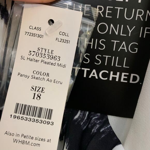 WHBM Dress NWT Size 18 Sleeveless Halter Midi Length Pleat Accordion Whimsgoth - Picture 6 of 10